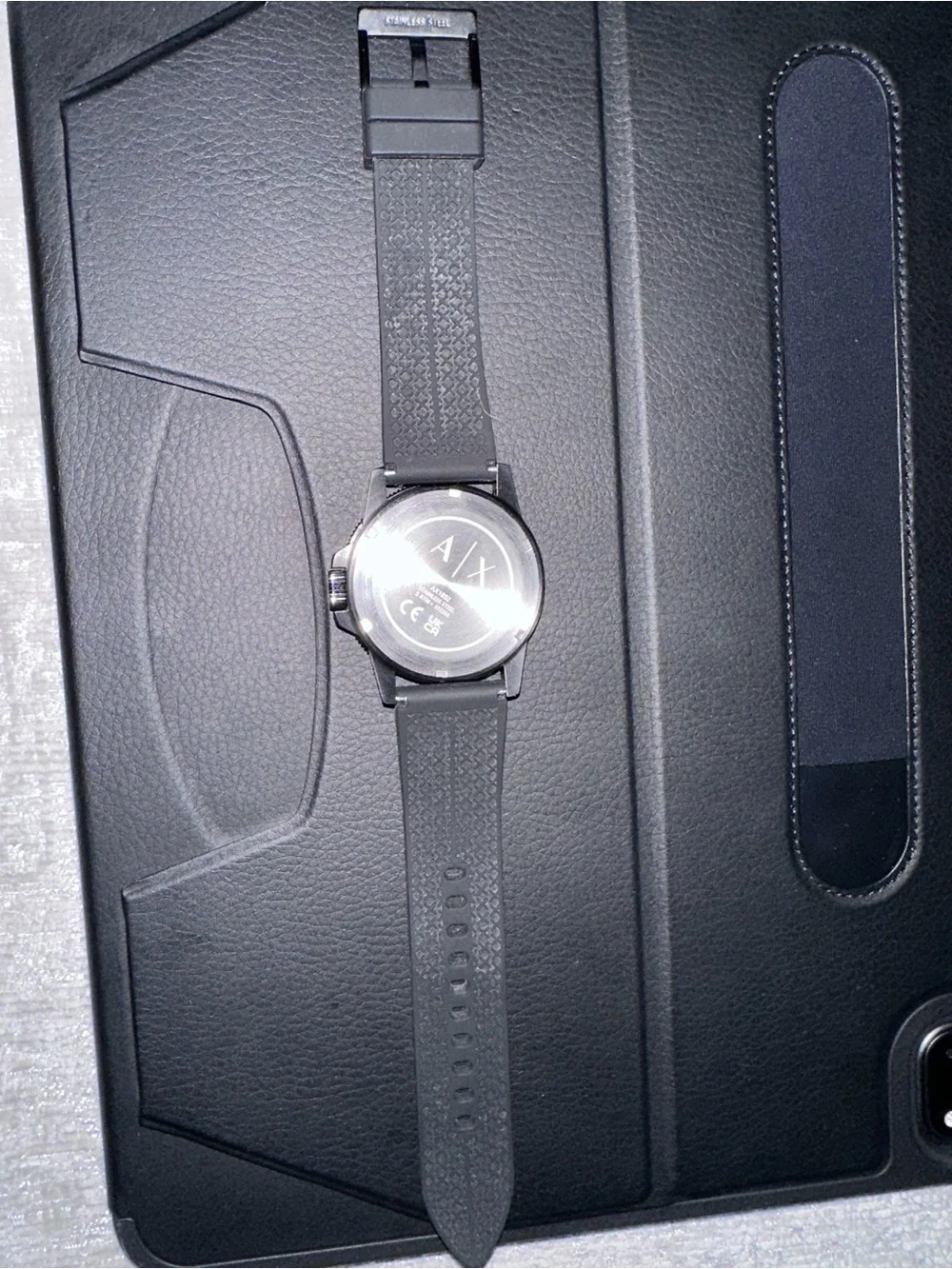 Armani Exchange Men's Black and Silver Dive-Style Watch